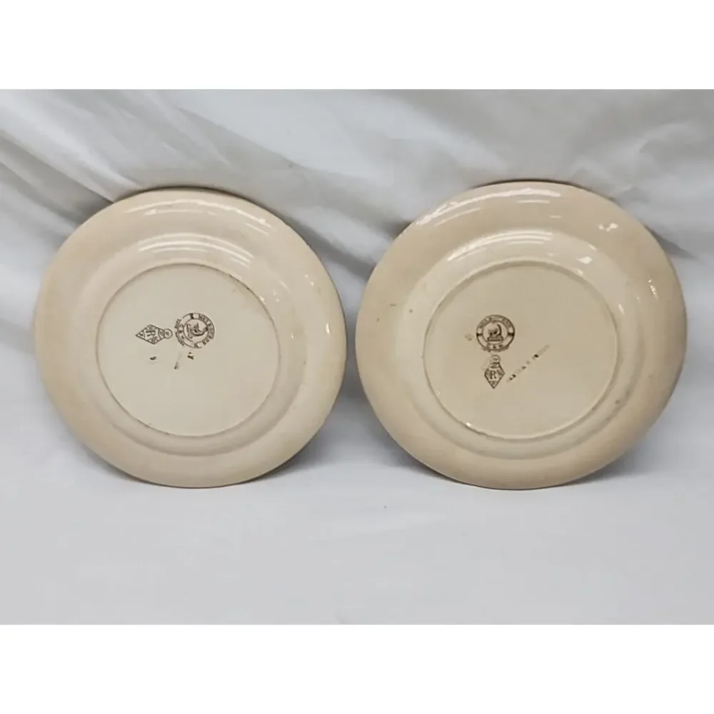 2 Vintage Melbourne Mayers G&W Brown Transfer Ware Plate 8
